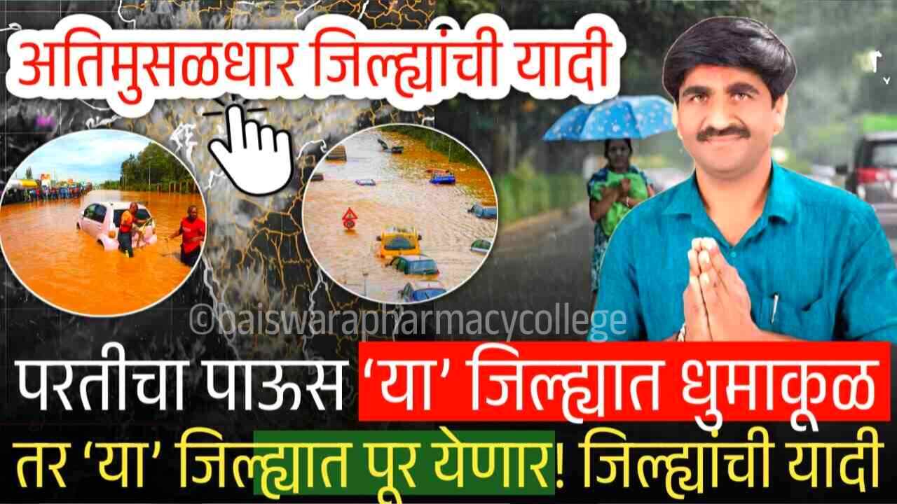 पुन्हा ‘या’ तारखेपासून ‘या’ जिल्ह्यात अती मुसळधार पाऊस होणार; जिल्ह्यांची यादी पहा Panjabrao Dakh Hawaman Alert