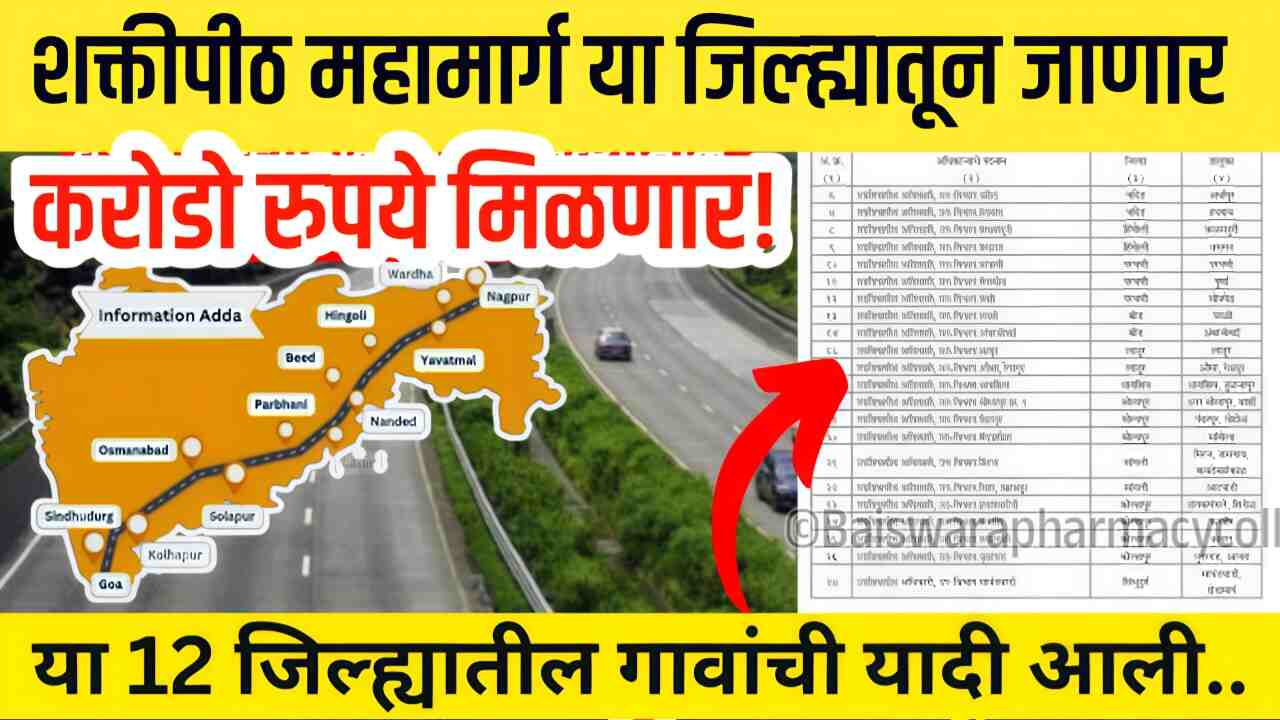 शक्तीपीठ महामार्ग: 371 गावांची यादी जाहीर, तुमच्या गावाचे नाव चेक करा, करोडो रुपये मिळणार Shaktipeeth Mahamarg Village List